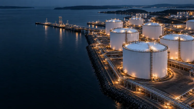 Illustrative storage tanks and terminal waterways